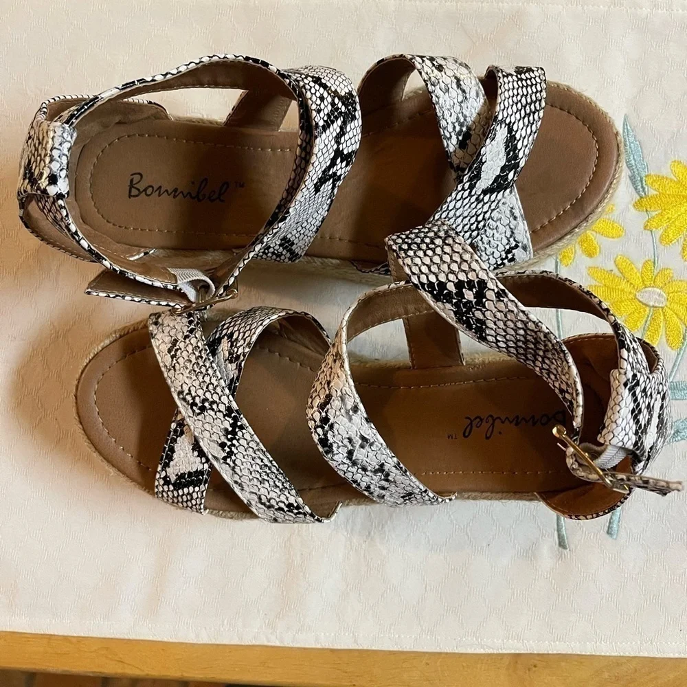 Bonnibel Snakeskin Print Black & White Espadrilles